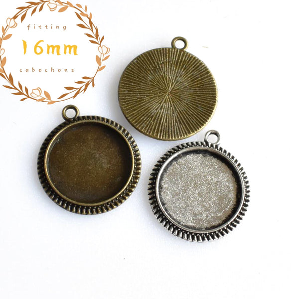 10PCS 16mm Round Cabochon Base Settings,2 Colors Available-B2038