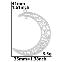 2PCS Hollow Moon Charms,Stainless Steel 3 Colors Available-SS1066