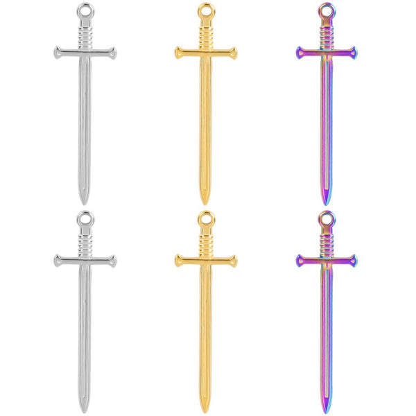 2PCS Sword Charms,Stainless Steel 3 Colors Available-SS1061