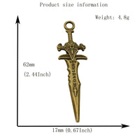 5PCS Big Sword Charms,Antique bronze Tone Double Sided-RS1376