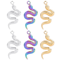 2PCS Snake Charms,Stainless Steel 3 Colors Available-SS1051