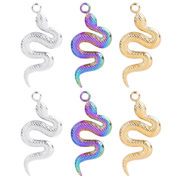 2PCS Snake Charms,Stainless Steel 3 Colors Available-SS1051