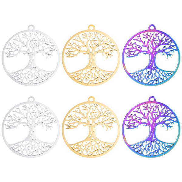 2PCS Tree of Life Charms,Stainless Steel 3 Colors Available-SS1060