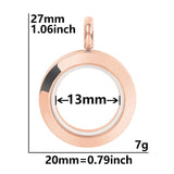 1PCS Stainless Steel Screw Glass Rose Gold Round Floating Locket Pendant Multi-size Available-TS302