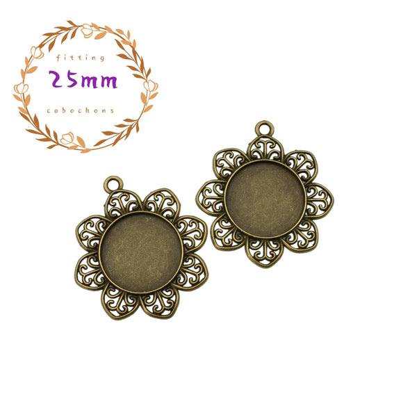 5pcs 25mm Antique Bronze Cameo Cabochon Base Settin,Tray Pendants,1inch (25mm) Round Blank Findings Trays-b2100