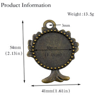 2pcs 30mm Round Bezels,Cameo Cabochon Base Setting Pendants,Tree Charms Antique Bronze Tone-b2122
