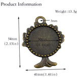 2pcs 30mm Round Bezels,Cameo Cabochon Base Setting Pendants,Tree Charms Antique Bronze Tone-b2122