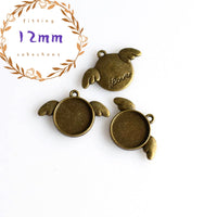 10PCS 12mm Round Cabochon Base Settings Antique Bronze Tone-B2191