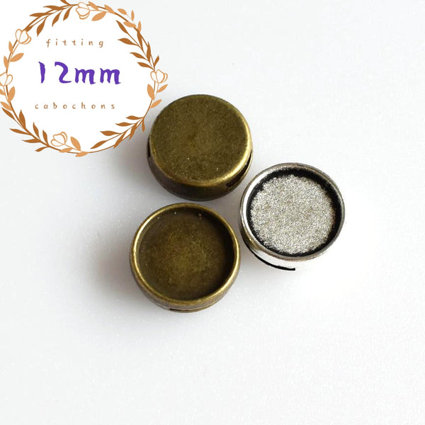 10PCS 12mm Round Cabochon Base Settings,Bracelet Material 2 Colors Available-B2229