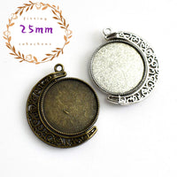 2PCS 25mm Round Double-sided Rotatable Cabochon Base Settings 2 Colors Available-B2254