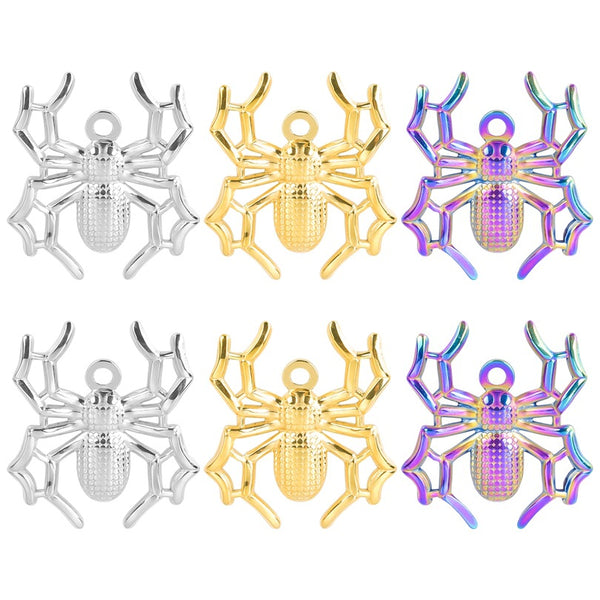 2PCS Spider Charms,Stainless Steel 3 Colors Available-SS1067