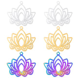 2PCS Lotus Flower Charms,Stainless Steel 3 Colors Available-SS1056