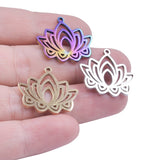 2PCS Lotus Flower Charms,Stainless Steel 3 Colors Available-SS1056