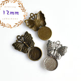 10PCS 12mm Round Butterfly Cabochon Base Settings,2 Colors Available-B2009