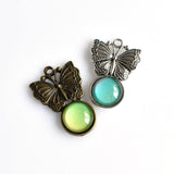 10PCS 12mm Round Butterfly Cabochon Base Settings,2 Colors Available-B2009