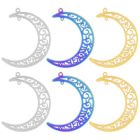 2PCS Hollow Moon Charms,Stainless Steel 3 Colors Available-SS1066