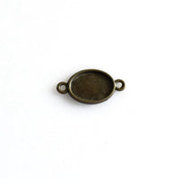 20PCS 14x10mm Oval Cabochon Base Settings Connectors Antique Bronze Tone-B2121