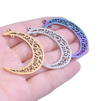 2PCS Hollow Moon Charms,Stainless Steel 3 Colors Available-SS1066