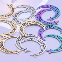 2PCS Hollow Moon Charms,Stainless Steel 3 Colors Available-SS1066