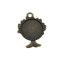 2pcs 30mm Round Bezels,Cameo Cabochon Base Setting Pendants,Tree Charms Antique Bronze Tone-b2122
