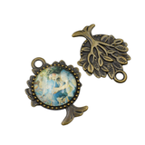 2pcs 30mm Round Bezels,Cameo Cabochon Base Setting Pendants,Tree Charms Antique Bronze Tone-b2122