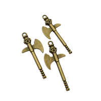 5PCS Face Ax Charms,Antique Bronze Tone Double Sided-RS1373