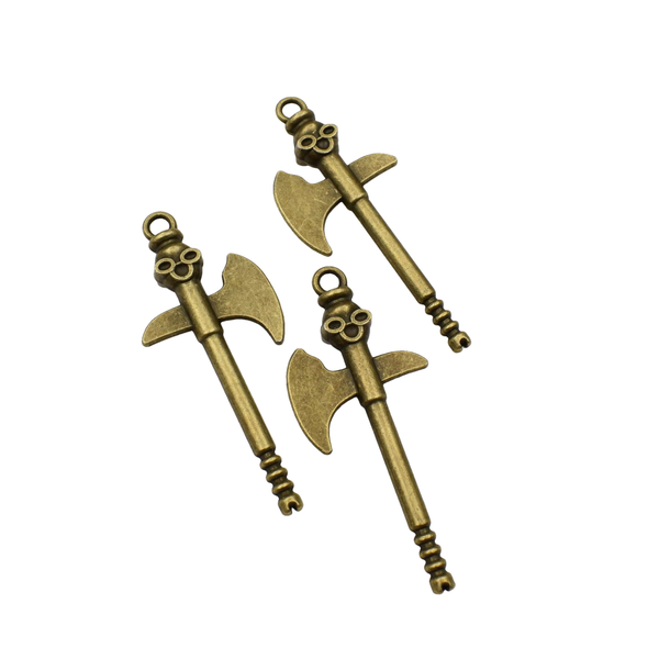 5PCS Face Ax Charms,Antique Bronze Tone Double Sided-RS1373