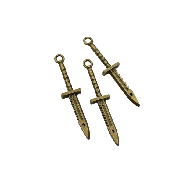 8PCS Sword Charms,Antique bronze Tone Double Sided-RS1372