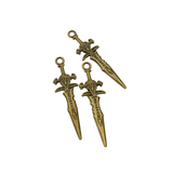 5PCS Big Sword Charms,Antique bronze Tone Double Sided-RS1376