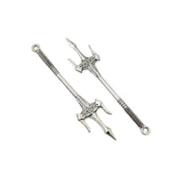 6PCS Trident Charms,Antique Silver Tone Double Sided-RS1379