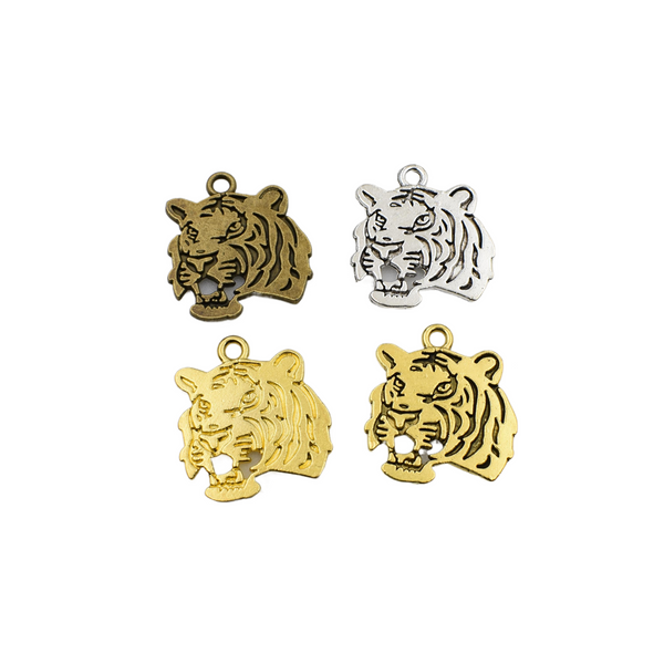 8PCS Tiger Head Charms,4 Colors Available Double Sided-RS116