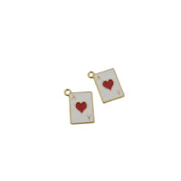 6PCS Enamel Red Heart Ace Charms-RS1406