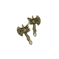 4 Dragon Axe Charms,Antique Bronze Tone,Double Sided-RS1388