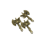 4 Dragon Axe Charms,Antique Bronze Tone,Double Sided-RS1388