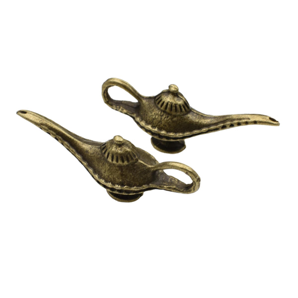 4 Big Wish Lamp Charms,Antique Bronze Tone,3D Charms-RS1390