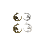 10 Moon and Skull Charms,Double Sided 2 Colors Available-RS1412