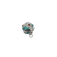 1PCS Cloisonne Cage Pendant (Fitting 14mm Beads) Bright Silver Tone 5 Colors Availabl-TS312