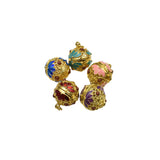 1PCS Cloisonne Cage Pendant (Fitting 14mm Beads) Gold Tone 5 Colors Availabl-TS313