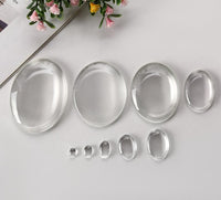 10PCS Oval Blank Transparent Glass Cabochons-8 Sizes Available-B102