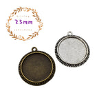 5pcs 25mm Round Cameo Cabochon Base Setting Pendants,1inch (25mm) Round Blank Findings Trays -2 Colors Available-b2003