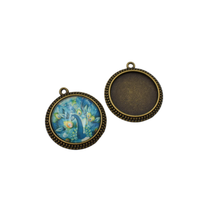 5pcs 25mm Round Cameo Cabochon Base Setting Pendants,1inch (25mm) Round Blank Findings Trays -2 Colors Available-b2003