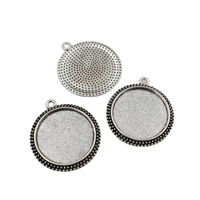 5pcs 25mm Round Cameo Cabochon Base Setting Pendants,1inch (25mm) Round Blank Findings Trays -2 Colors Available-b2003