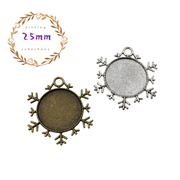 5pcs 25mm Cameo Cabochon Base Setting Pendants,1inch (25mm) Round Blank Findings Trays,2 Colors Available-b2004