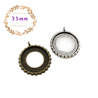 5pcs 25mm Round Cameo Cabochon Base Setting Pendants,1inch (25mm) Bronze Blank Findings Trays 2 Colors Available-b2005