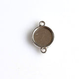 10PCS 12mm Round Cabochon Base Setting Connectors 2 Sided Antique Silver Tone-B2008