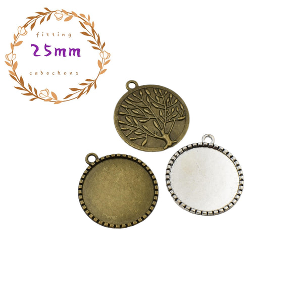 5pcs 25mm Round Cabochon Setting,1inch Trays,1inch Blank Borads,1inch (25mm) Round Blank Trays,2 Colors Available-b2021