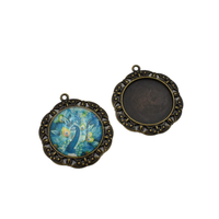5pcs 25mm Cameo Cabochon Base Setting Pendants,1inch (25mm) Round Blank Findings Trays,2 Colors Available-b2037