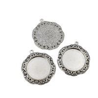 5pcs 25mm Cameo Cabochon Base Setting Pendants,1inch (25mm) Round Blank Findings Trays,2 Colors Available-b2037