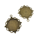 5pcs 30mm Bronze Bezel Pendant Trays,30mm Circle Settings 2 Colors Available-b2054