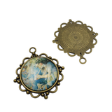 5pcs 30mm Bronze Bezel Pendant Trays,30mm Circle Settings 2 Colors Available-b2054